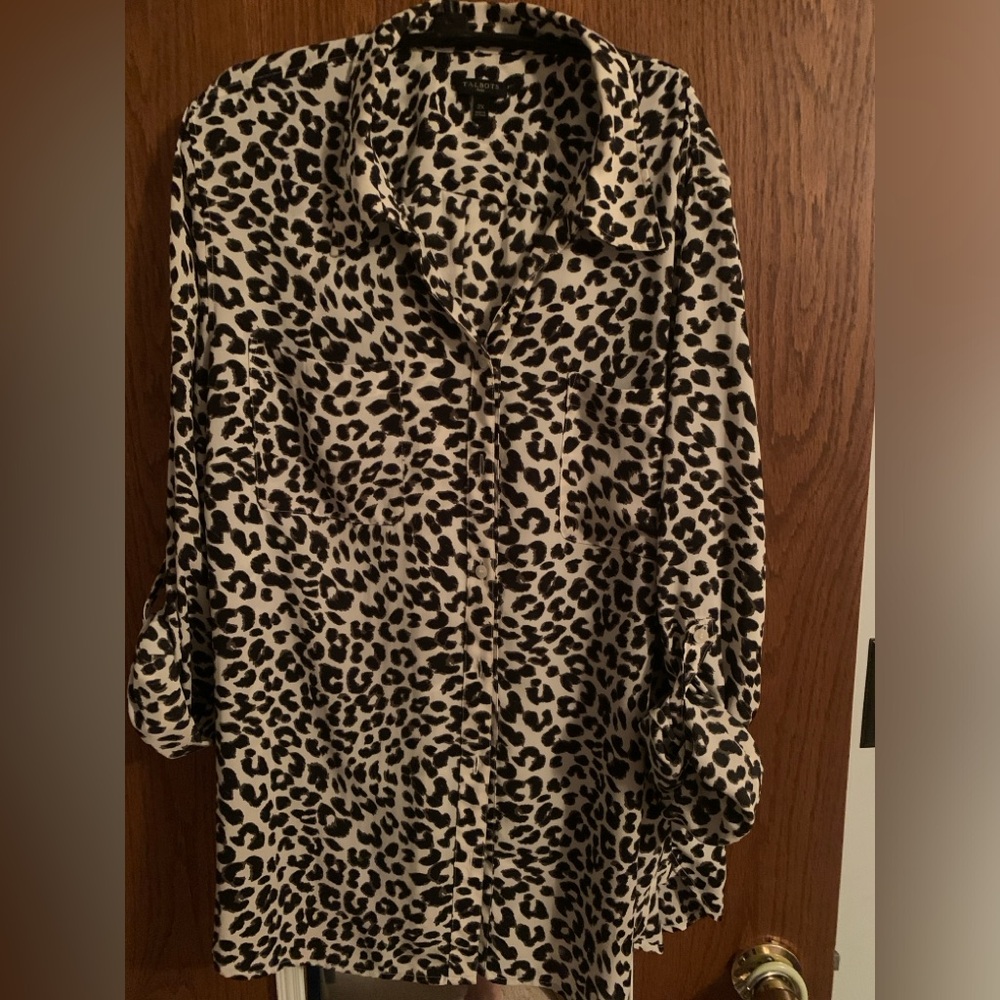 Talbots Leopard Camp Blouse